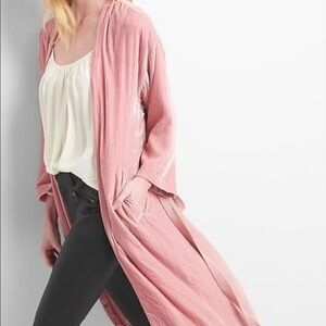 NWT Rose Pink 3/4 Sleeve Crushed Velvet Duster Kimono from Gap, Sz S Sold Out
